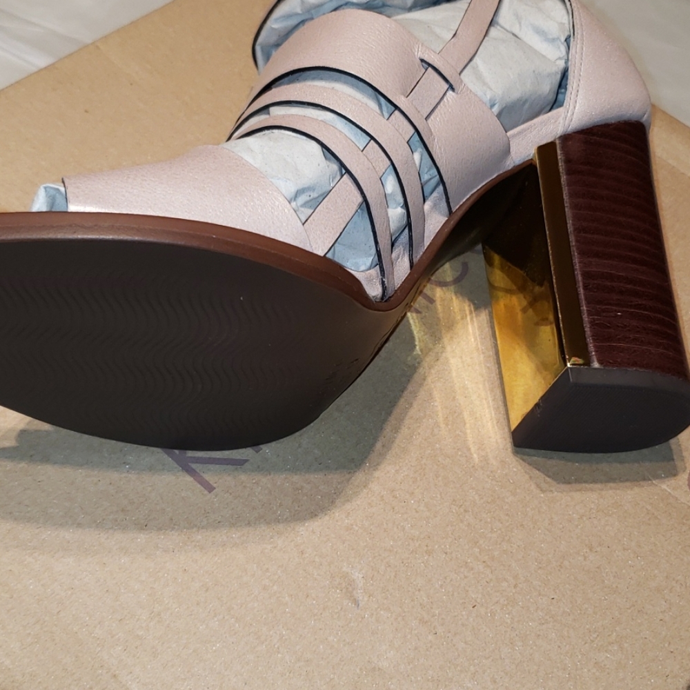 Klub Nico New Heels Sandals Strappy ALL Leather Luxe Celeb Chic Gold Women's 9 - Picture 7 of 15